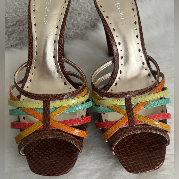 BCBG Girls Snake Print Multicolor Ribbed Heel Platform Sandals - Picture 7 of 10